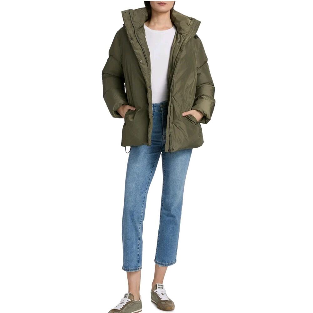 Jenni Kayne Duck Down Feather Filled Puffer Without Hoodie Jacket Sage Small